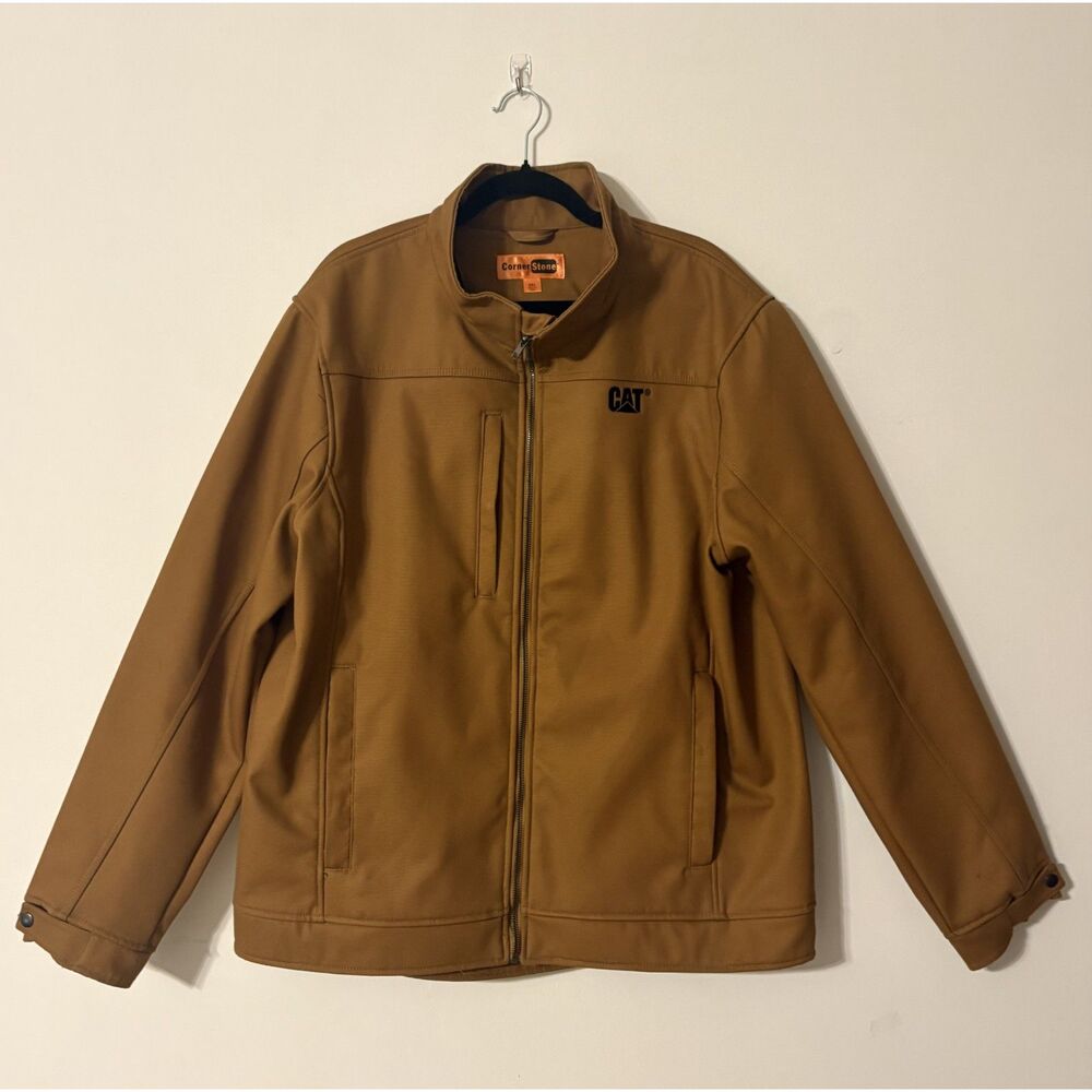 CornerStone CAT Work Jacket Mens 2XL Brown Cotton Canvas Full Zip Big and Tall